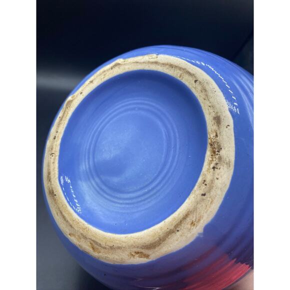 Vintage Pottery Tilted Homer Laughlin Fiesta Water Pitcher Ice Lip Blue American - Picture 5 of 6